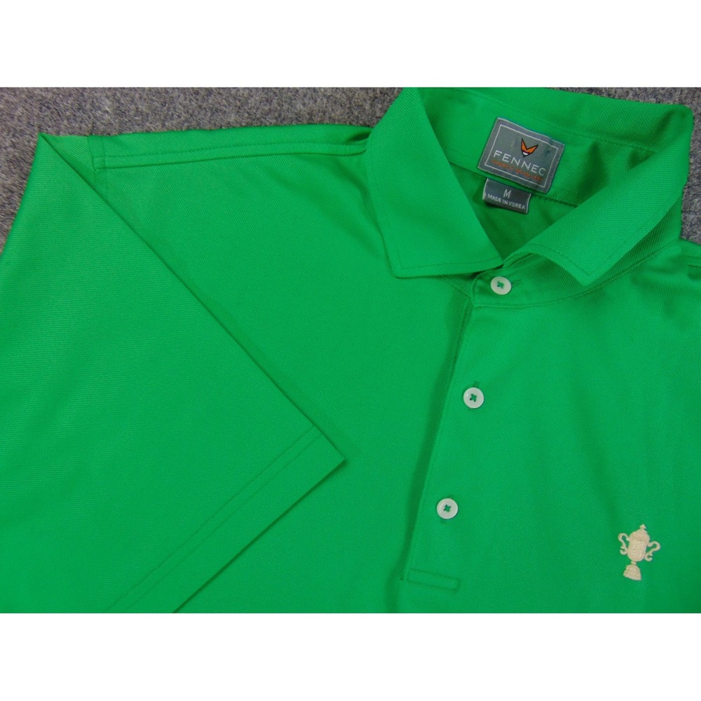 Fennec Polo Shirt Mens Medium Green Solid Short‎ Sleeve Golf Activewear